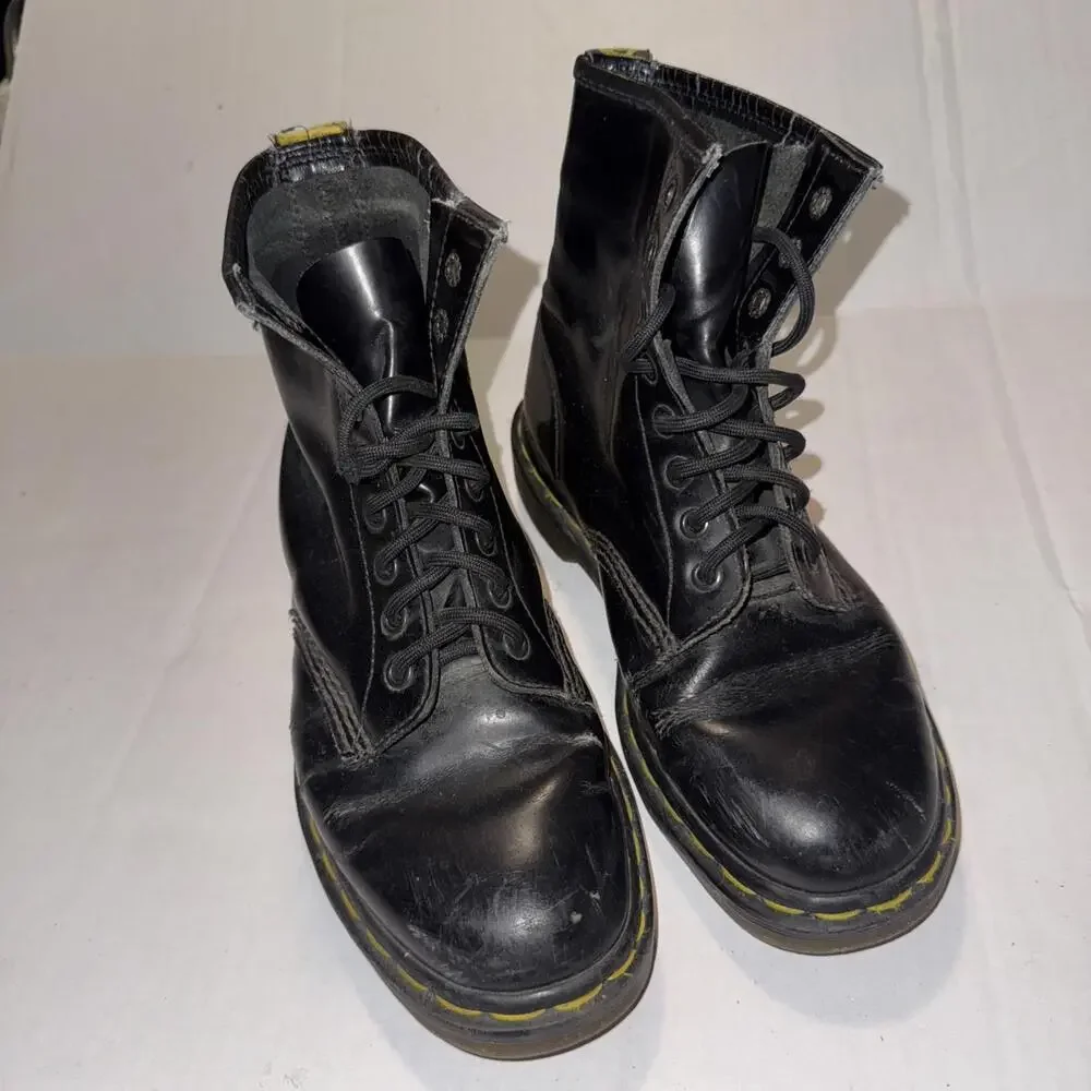 Dr Doc‎ Martens Lace Up Combat Work Slip Resistant Boots Black Leather Men’s 6